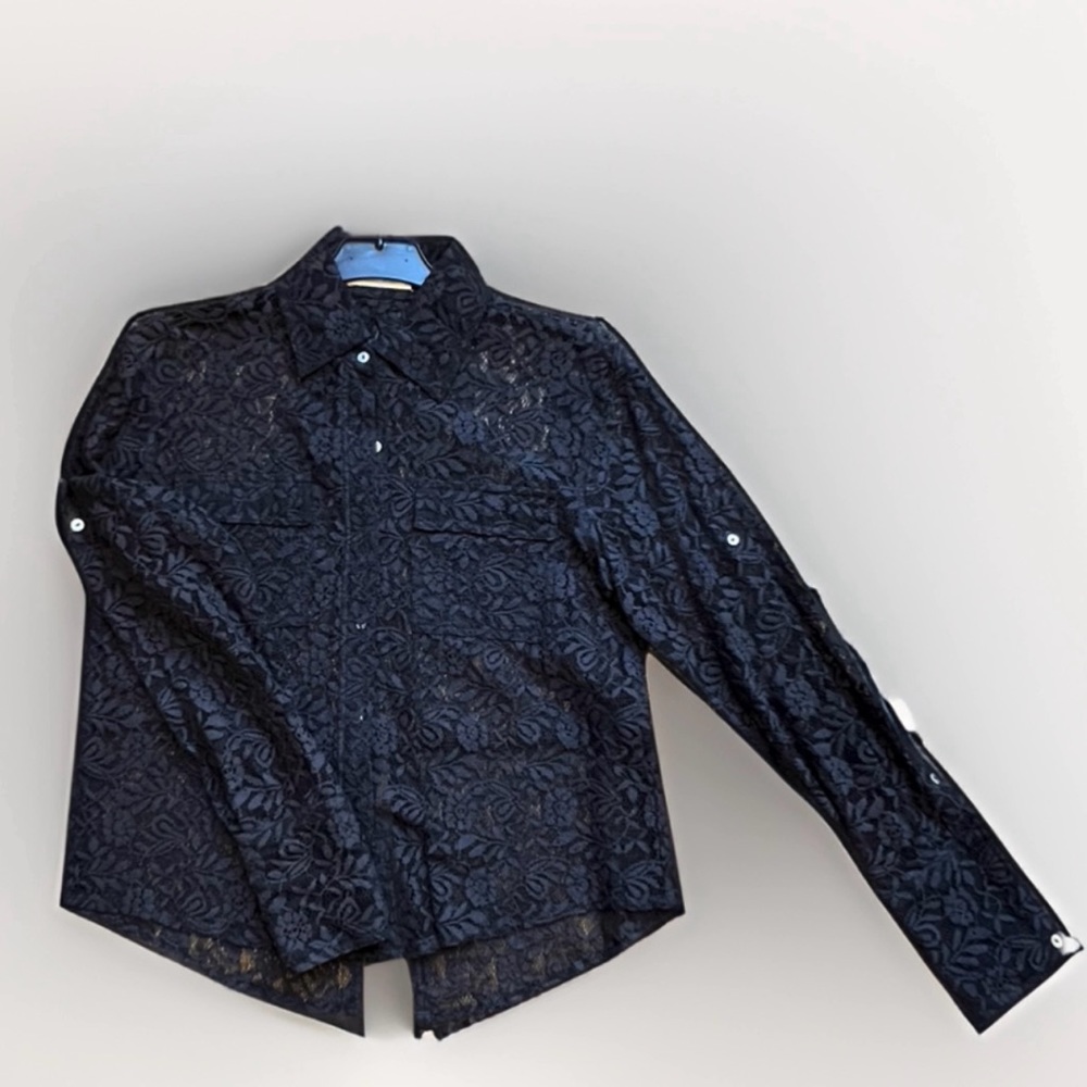 CHELSEA FLOWER Black Lace Blouse